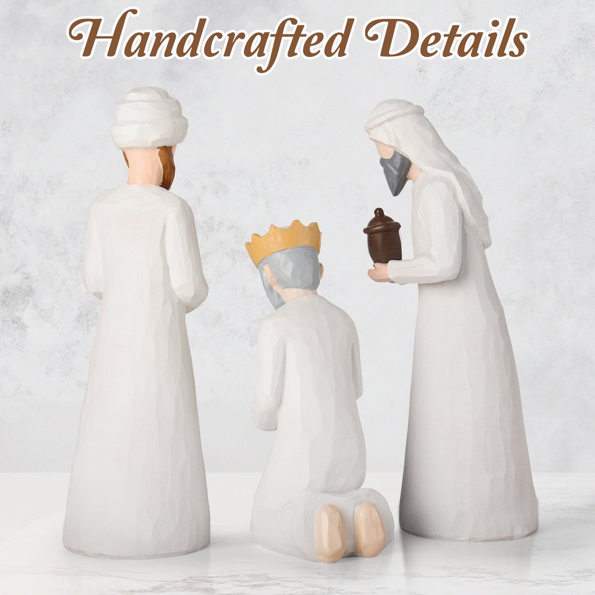 Nativity Set Three Wise Men - 8.7" Large Size Hand-Carved Resin Nativity Collection Figurines,3 Pcs Classic Nativity Scene Wisemen Figures Indoor 3 Kings Christmas Decorations Gifts for Holy Family — view 5