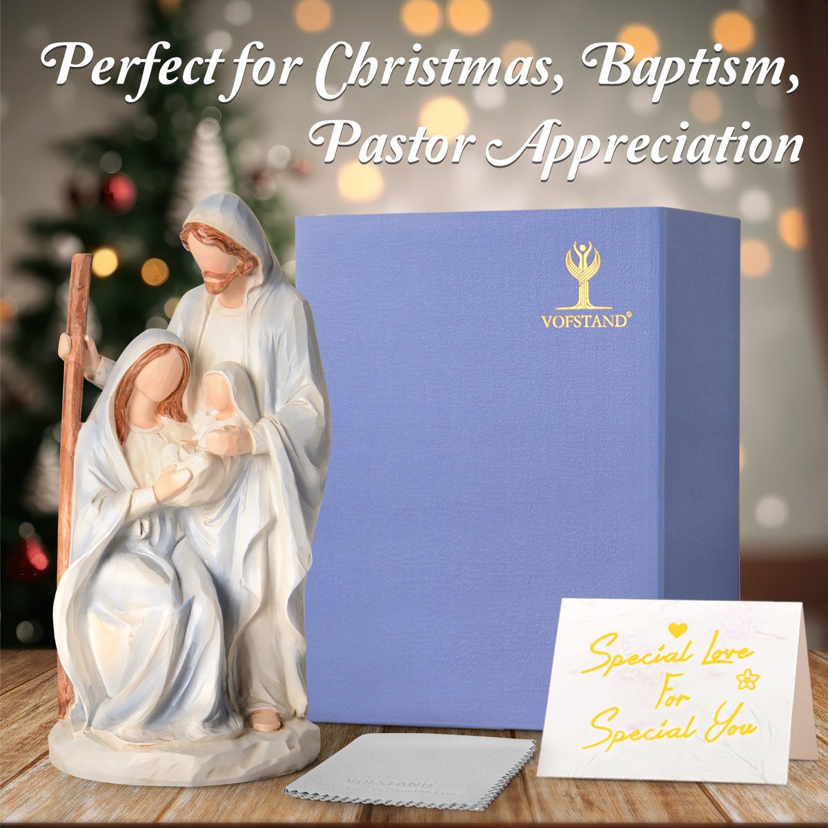 Nativity Set Holy Family Statue - 10 inch Handcrafted Christmas Nativity Figurine, Indoor Resin Nativity Ornaments Sets, Religious Gifts for Daughter, Wife, Family, Christian Home Holiday Decoration — view 2