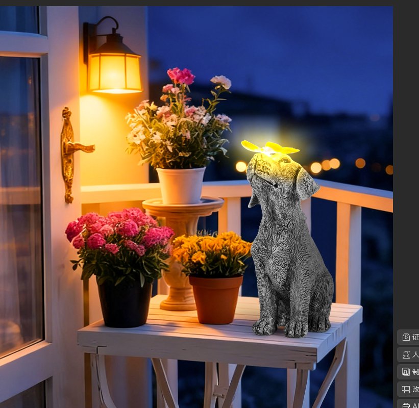 VOFSTAND Garden Statues Funny Dog Statue with Solar LED Light, Ideal Gifts for Friends or Family's Birthday, Outdoor Decor for Yard — view 2