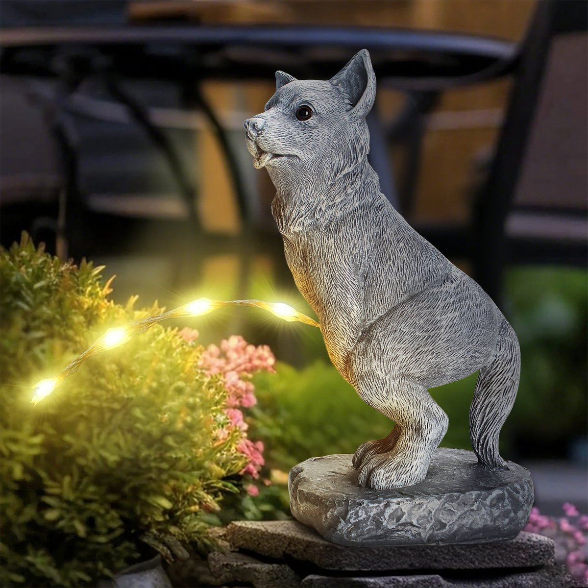 VOFSTAND Garden Statues Funny Dog Statue with Solar LED Light, Ideal Gifts for Friends or Family's Birthday, Outdoor Decor for Yard — view 3