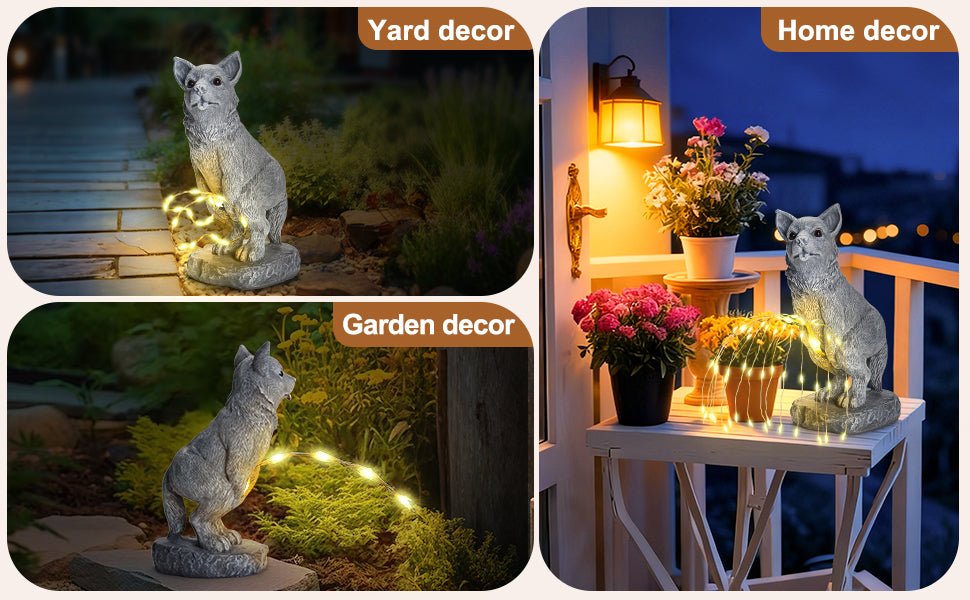 VOFSTAND Garden Statues Funny Dog Statue with Solar LED Light, Ideal Gifts for Friends or Family's Birthday, Outdoor Decor for Yard — view 4