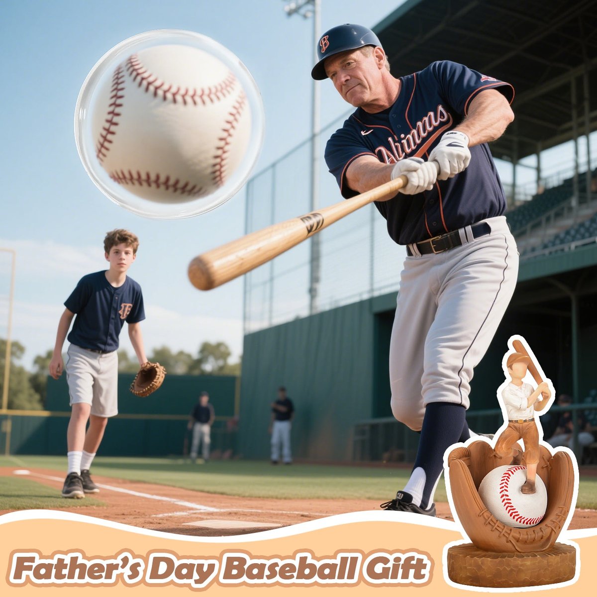 Baseball Display Case Baseball Holder: Baseball Stand Holders Balls Display Set Baseball Gifts for Boys, Sons, Men,Team Player Resin Baseball Figurines Baseball Collector Memorabilia Baseball Gifts — view 2
