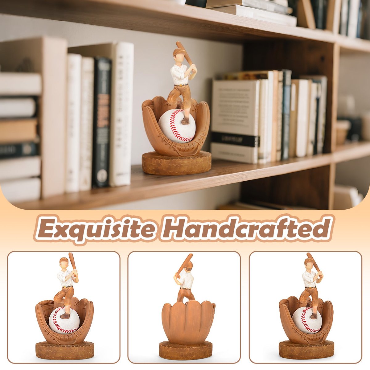 Baseball Display Case Baseball Holder: Baseball Stand Holders Balls Display Set Baseball Gifts for Boys, Sons, Men,Team Player Resin Baseball Figurines Baseball Collector Memorabilia Baseball Gifts — view 4