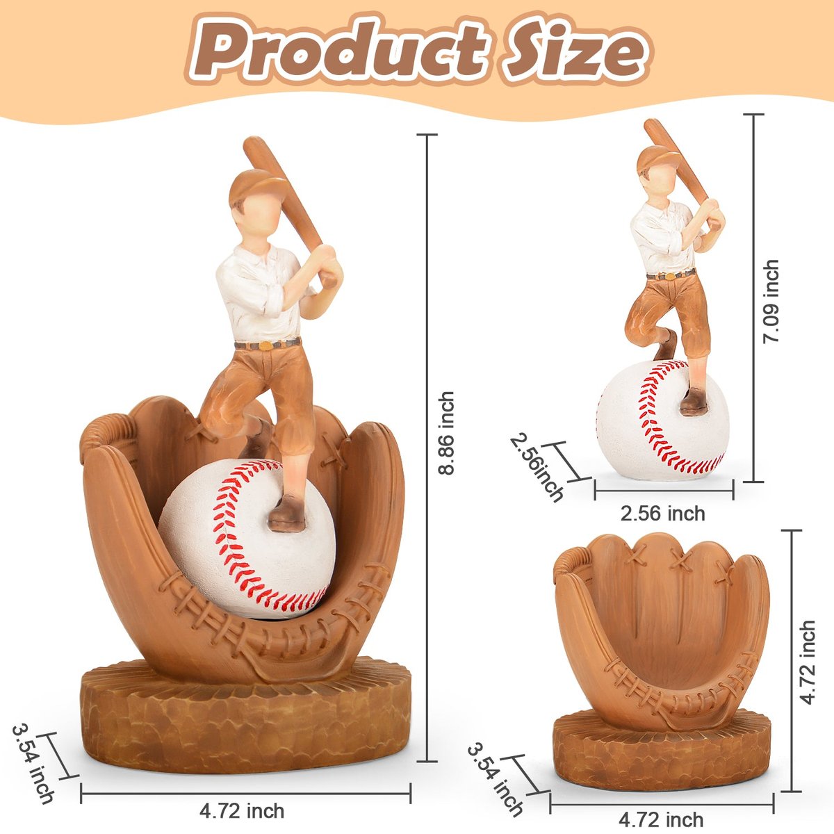 Baseball Display Case Baseball Holder: Baseball Stand Holders Balls Display Set Baseball Gifts for Boys, Sons, Men,Team Player Resin Baseball Figurines Baseball Collector Memorabilia Baseball Gifts — view 5
