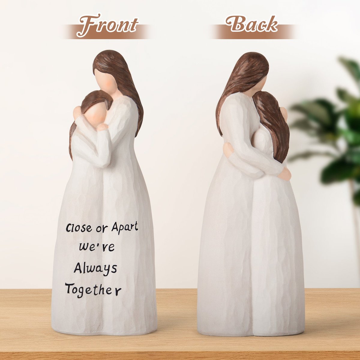 Mom Birthday Gifts From Daughter: 9.25'' Mother Daughter Figurine Mom Gifts Hand-Painted Resin Sculpture, Mothers Day Christmas Sentimental Gifts for Moms - Close Or Apart, We're Always Together — view 4