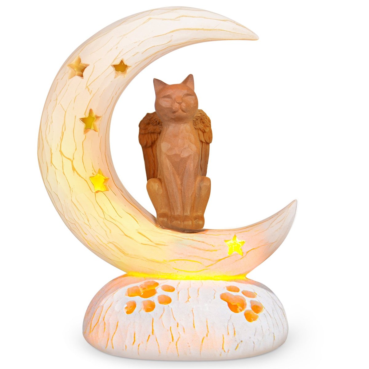 Cat Memorial Gifts for Loss Cat on Moon, Handcrafted Resin Sculpture, Perfect Sympathy Gift for Pet Loss, Home Decor Accent