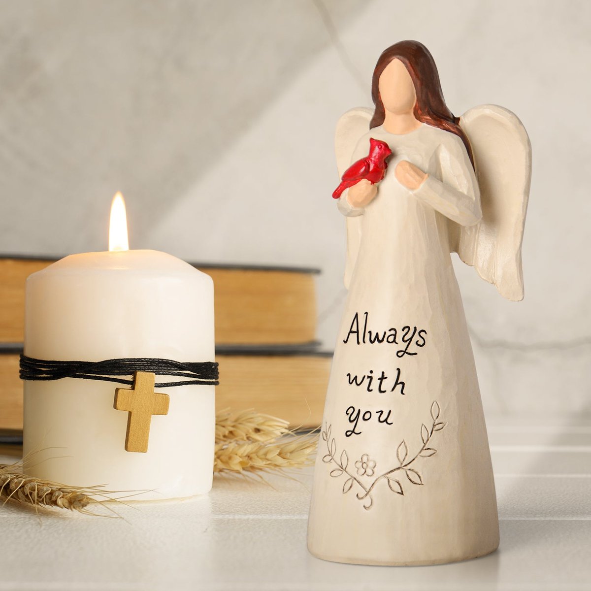 Cardinal Gifts for Women – Christmas Red Cardinal Decor Angel Figurine, Sympathy Gifts for Loss of Loved One, Grief Gifts for Women, Memorial Bereavement Gifts — view 3