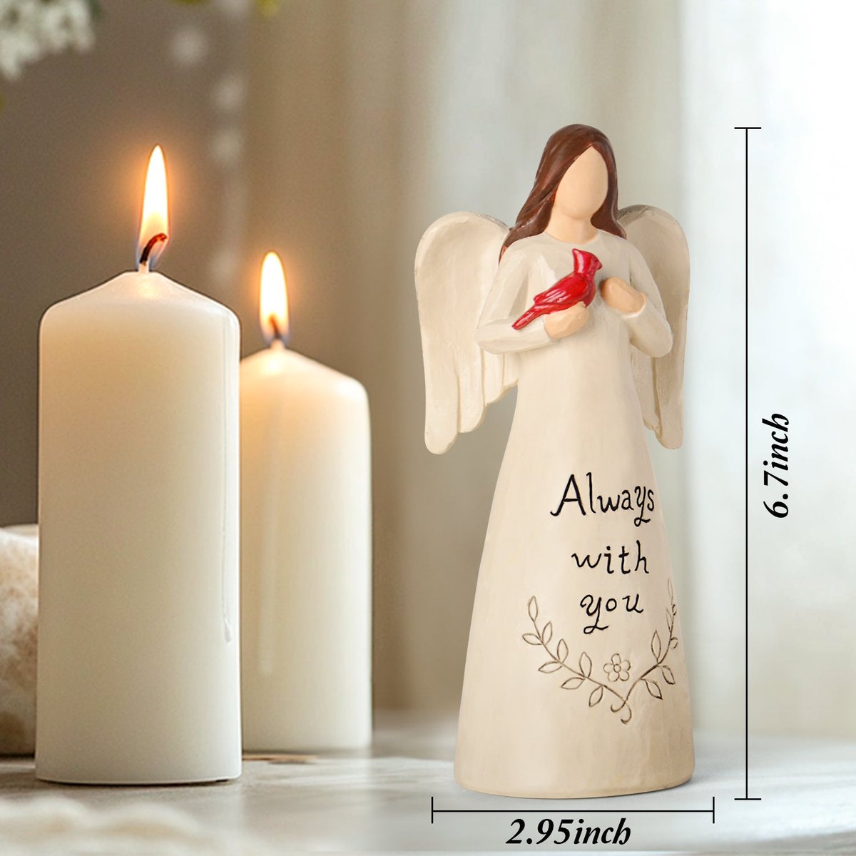 Cardinal Gifts for Women – Christmas Red Cardinal Decor Angel Figurine, Sympathy Gifts for Loss of Loved One, Grief Gifts for Women, Memorial Bereavement Gifts — view 4