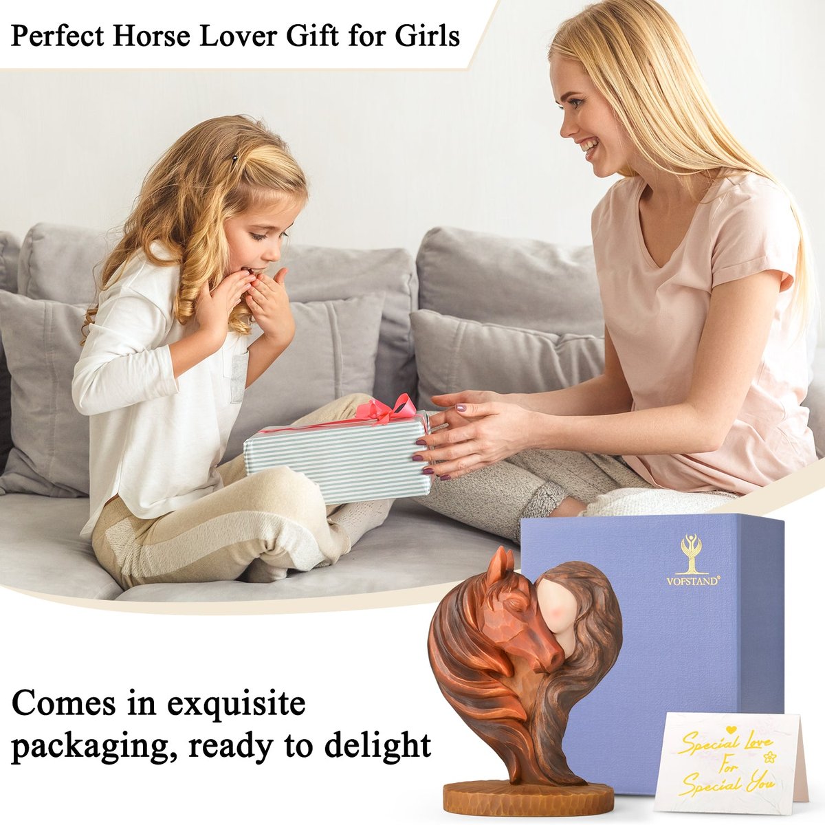 Horse Gifts for Girls Women - Horse Stuff Figurine Gifts for Horses Lovers Women Sculpted Hand-Painted Resin Cowgirl Equestrian Memorial Gift — view 4