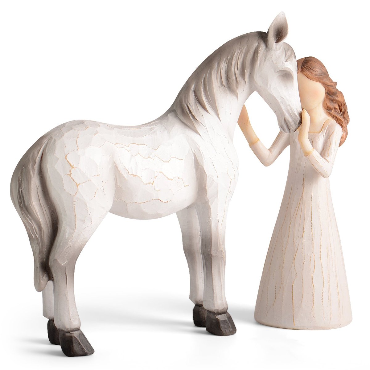 Horse Gifts for Girls Women - Girl Embraces Horses Figurine Gifts for Horse Lovers Women Sculpted Hand-Painted Resin Decor Cowgirl Equestrian Gifts Stuff — view 3