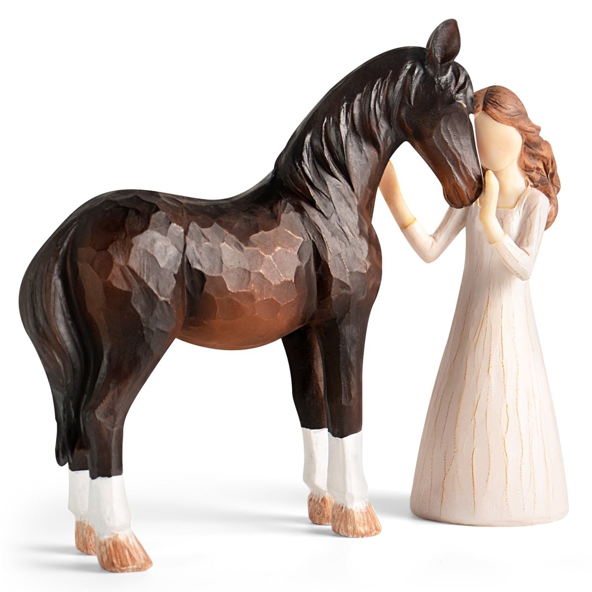 Horse Gifts for Girls Women - Girl Embraces Horses Figurine Gifts for Horse Lovers Women Sculpted Hand-Painted Resin Decor Cowgirl Equestrian Gifts Stuff — view 4