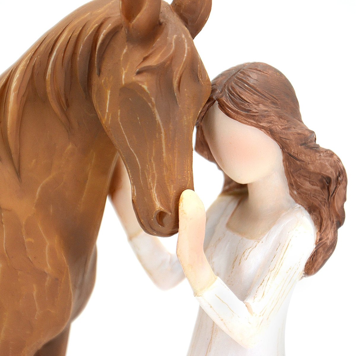 Horse Gifts for Girls Women - Girl Embraces Horses Figurine Gifts for Horse Lovers Women Sculpted Hand-Painted Resin Decor Cowgirl Equestrian Gifts Stuff — view 5