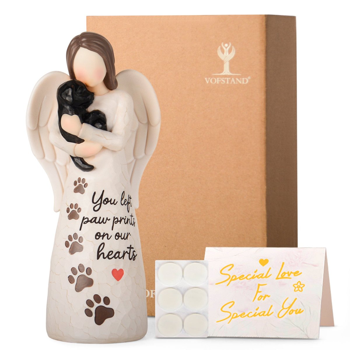 Affection Angel Embraces Dog, I Love Our Friendship, Gift to Celebrate Loving Pets and Dog Lovers, Sculpted Hand-Painted Figurine