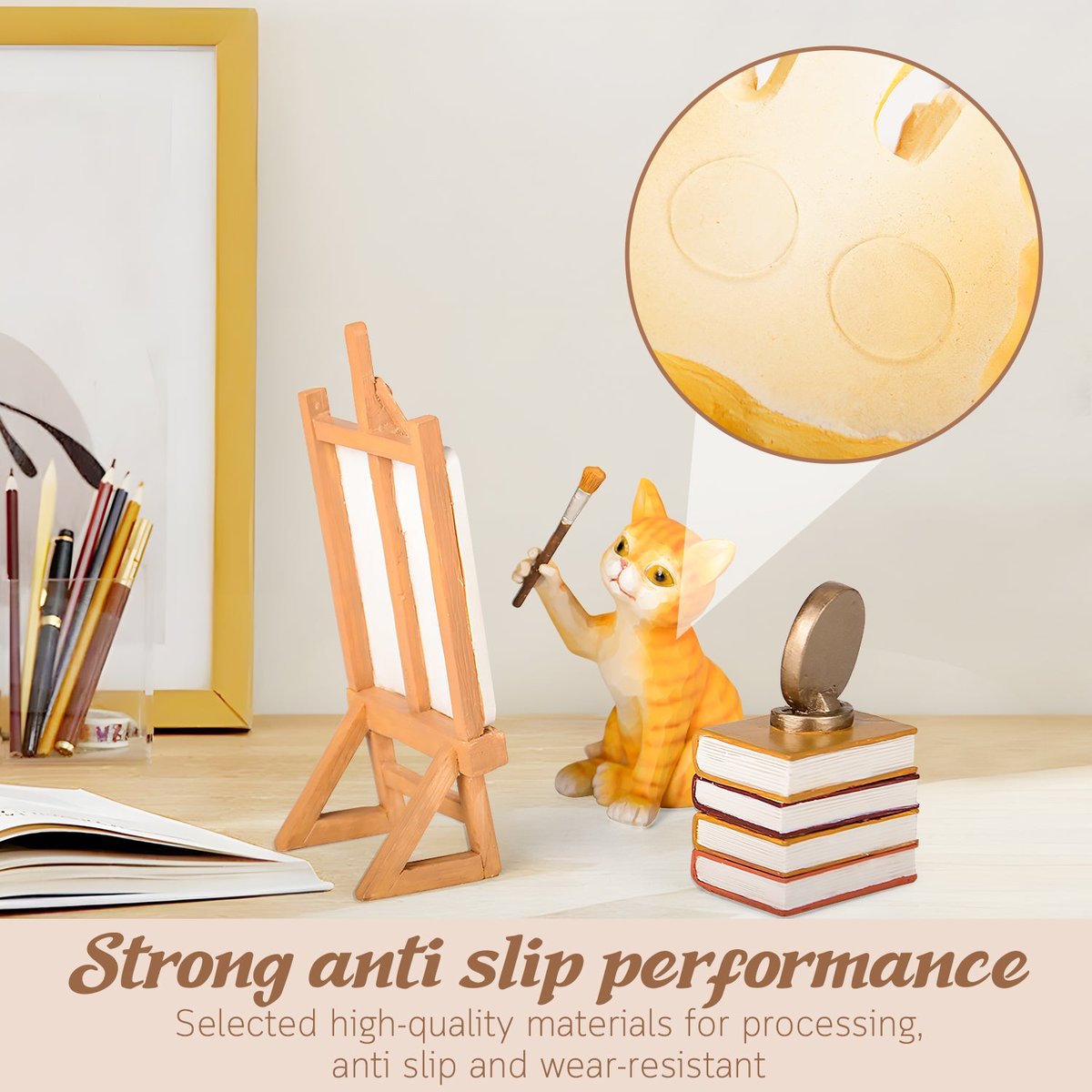VOFSTAND Orange Cat Artist's Self Portrait Figurines Set, Radiates Boldness and Confidence, Gift to Celebrate Loving Pets and Cat Lovers, Sculpted Hand-Painted Figurine — view 3