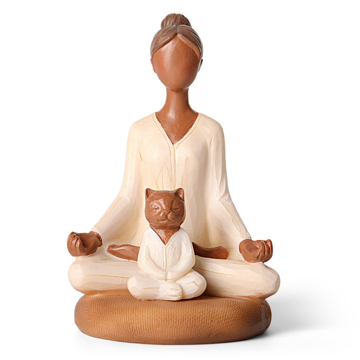 Yoga Meditation Statue Gifts for Women - Mini Yoga Girl with Cat Figurines Gift for Office Cute Relaxation Decor Table Ornament