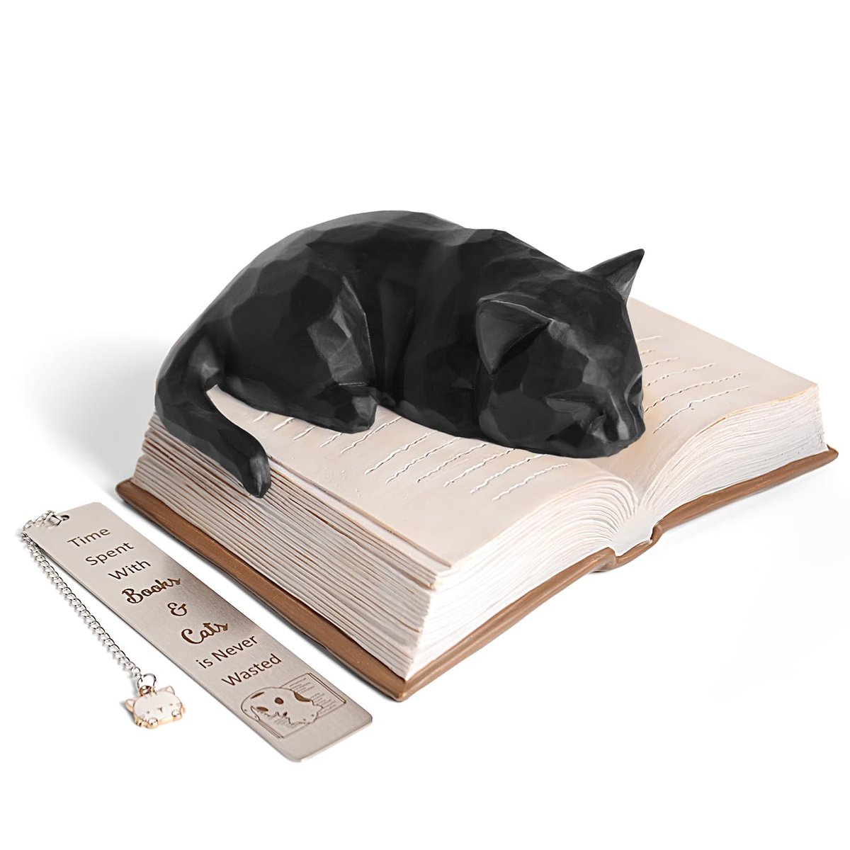 Vofstand Cat Book Figurines for Women Girl