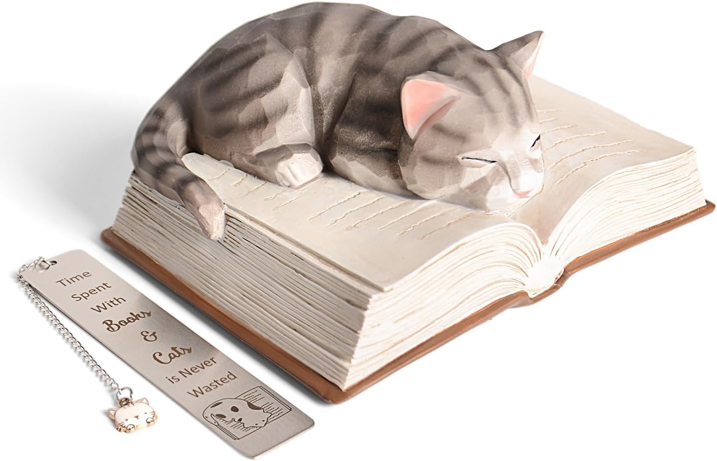 Vofstand Cat Book Figurines for Women Girl — view 3