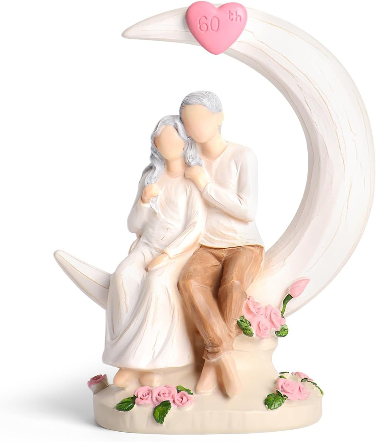 Vofstand 60th Diamond Wedding Couple on Moon Resin Figurine
