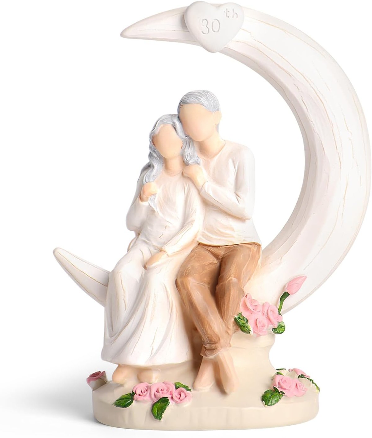 Vofstand 30th Pearl Wedding Couple on Moon Resin Figurine