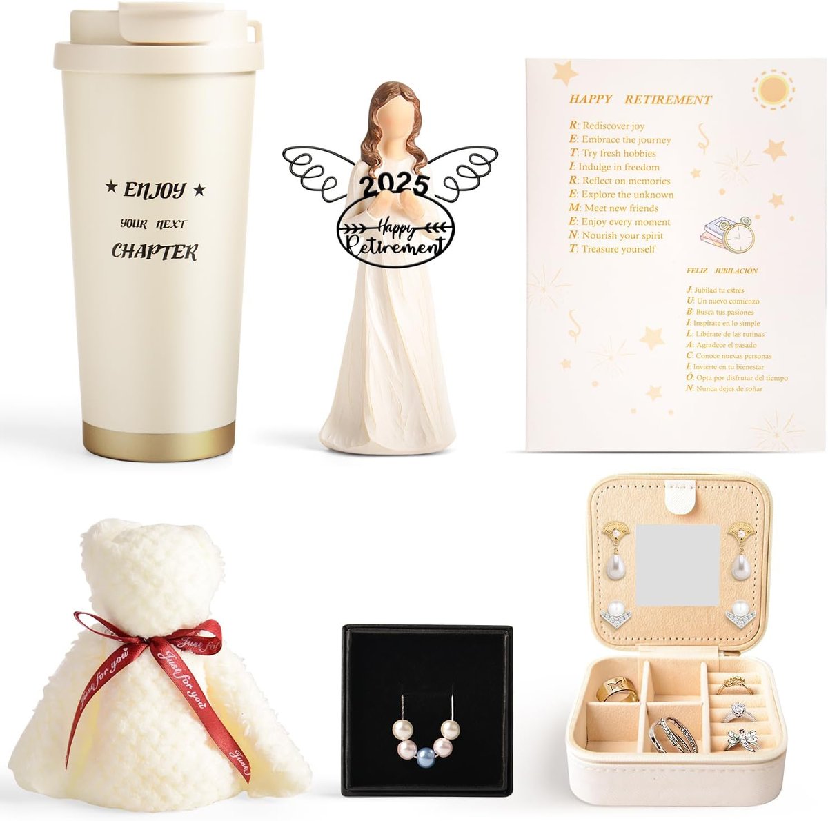 Vofstand Retirement Gift Set for Women, Angel Figurine with 20oz Tumbler