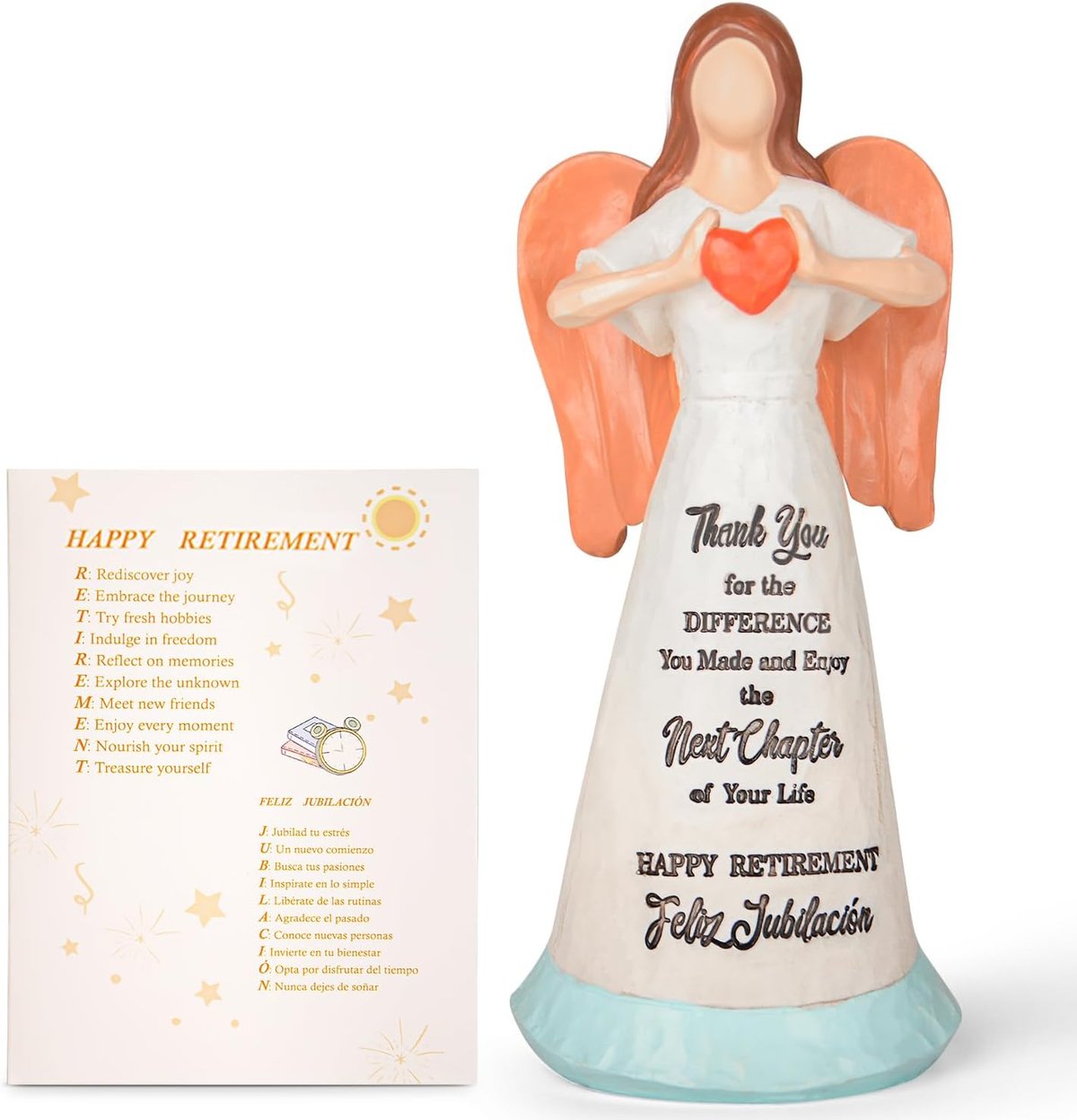 Vofstand Retirement Gift for Woman 2025- Happy Retirement Gifts for Coworker Teacher Nurses Boss Mom Sister Retirees Women Party Decorations with Angel Figurine Retiring Card