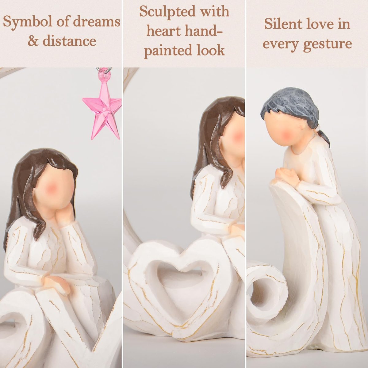 Mother Daughter Figurine, Love You to The Moon and Back Resin Statue Gift — view 5