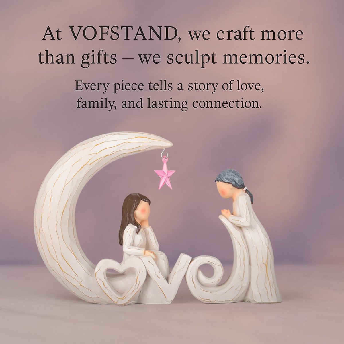 Mother Daughter Figurine, Love You to The Moon and Back Resin Statue Gift — view 6