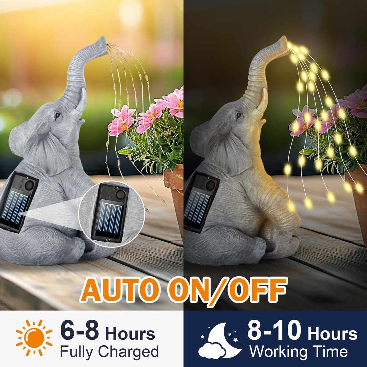Garden Statue with Solar LED Lights, Symbolizing Family Love and Protection — view 4