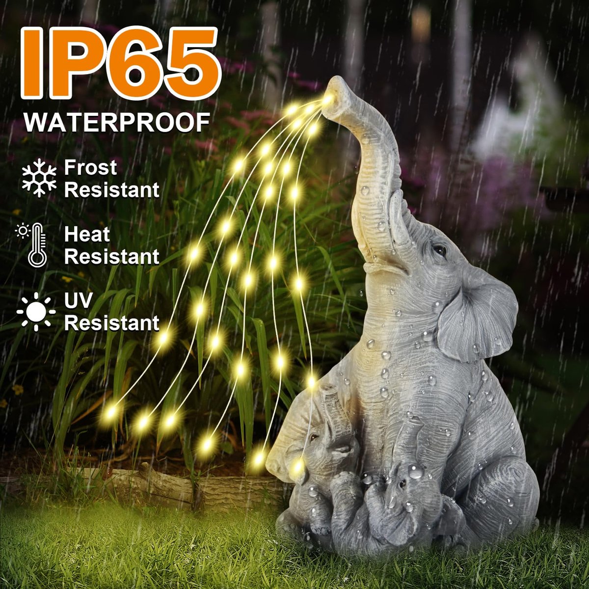 Garden Statue with Solar LED Lights, Symbolizing Family Love and Protection — view 5