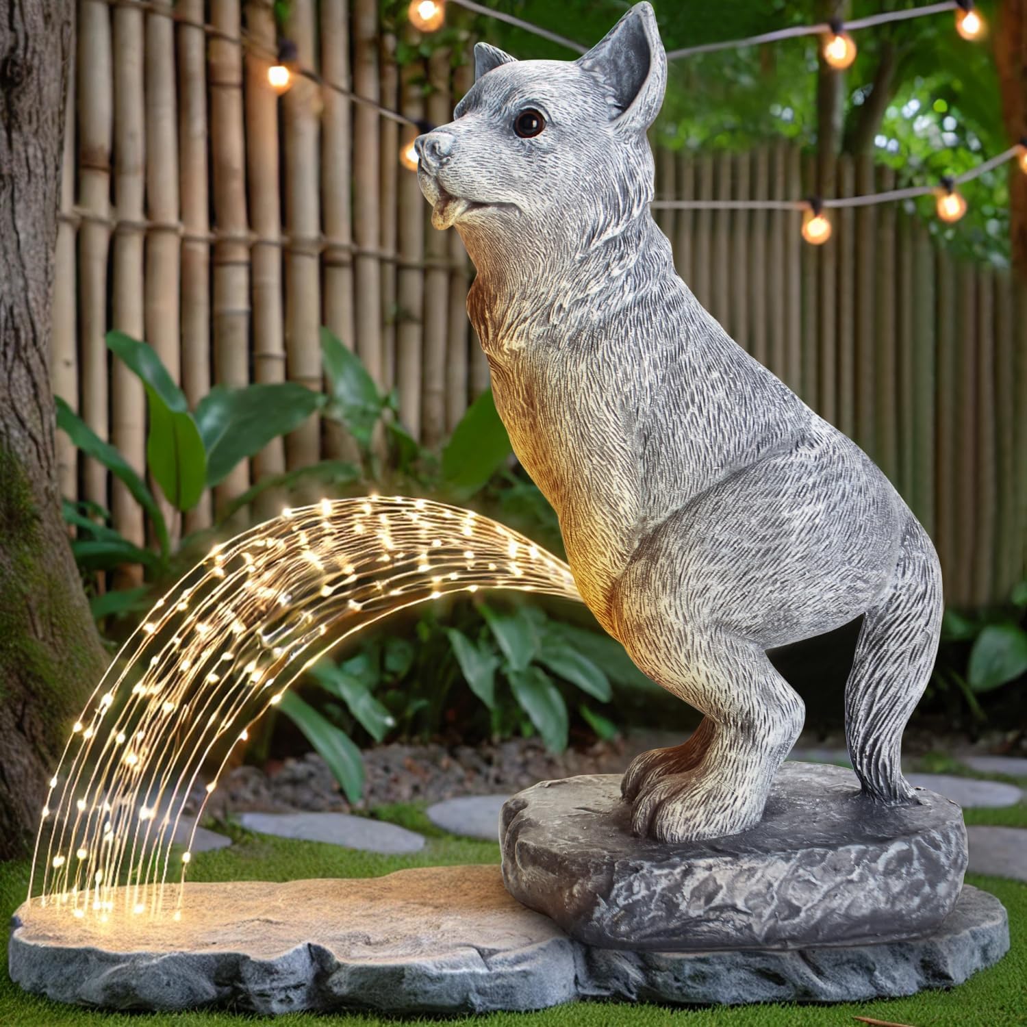 VOFSTAND Garden Statues Funny Dog Statue with Solar LED Light, Ideal Gifts for Friends or Family's Birthday, Outdoor Decor for Yard — view 8