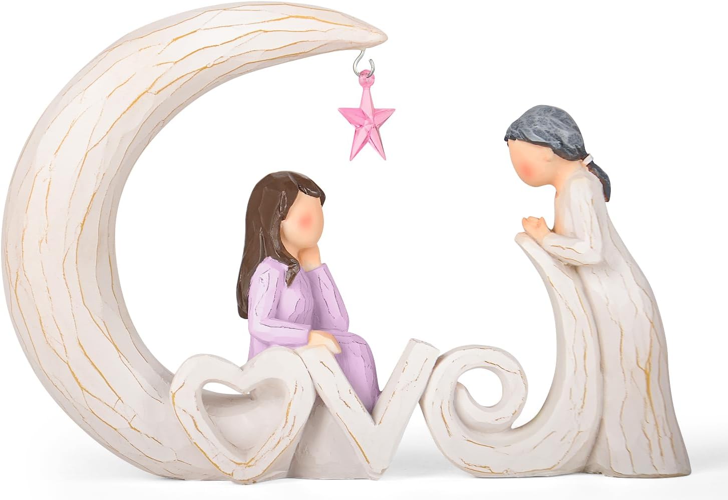 Mother Daughter Figurine, Love You to The Moon and Back Resin Statue Gift — view 7