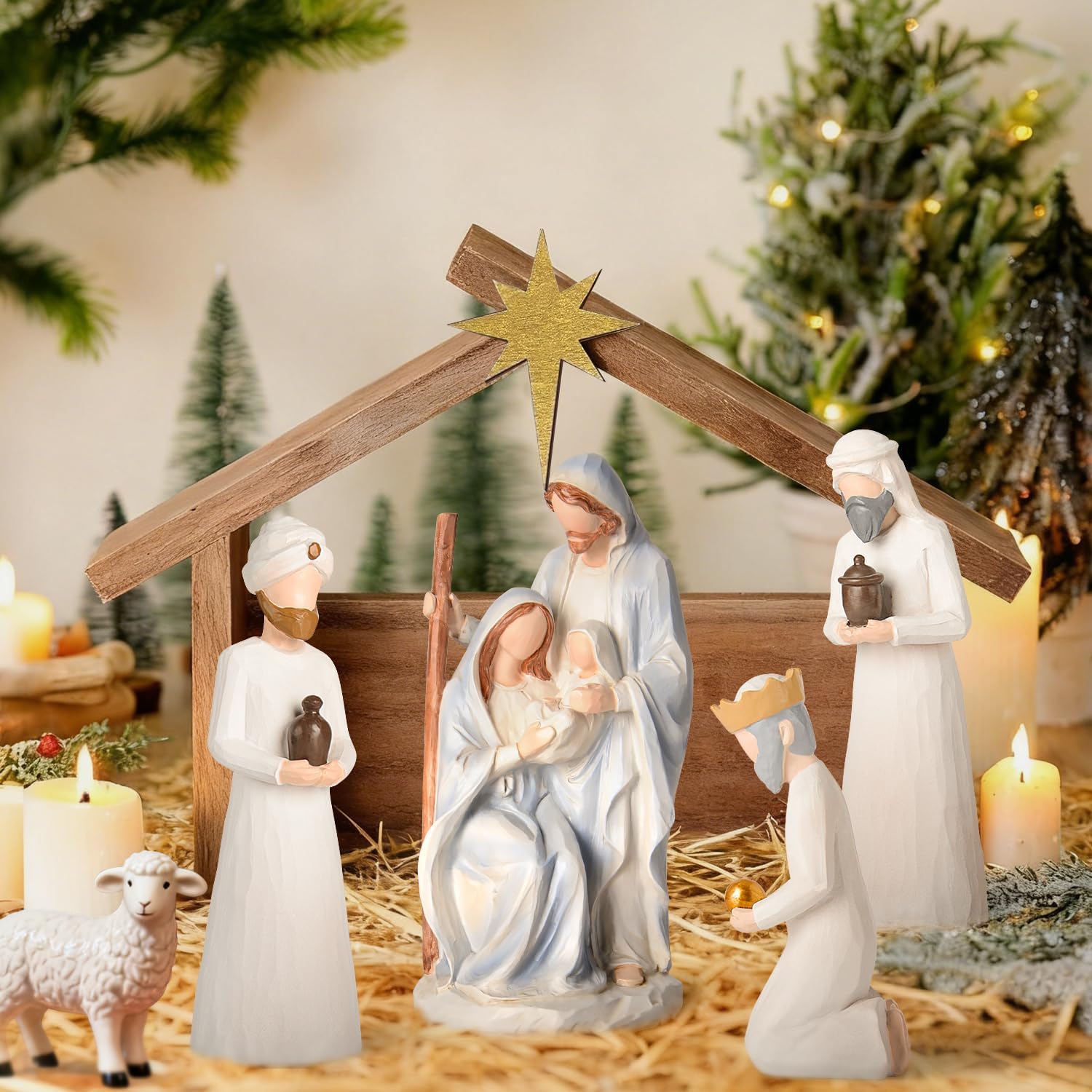 Vofstand Christmas Nativity Set Figurines Indoor - Holy Family — view 5
