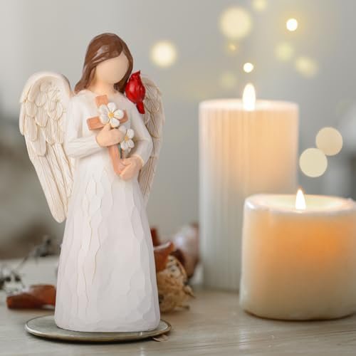VOFSTAND Cardinal Sympathy Gifts for Loss of Loved One - 6.7” Angel Figurine Statue, Memorial Gifts for Loss of Women Mother Father, Bereavement Grief Remembrance Gift, Hand-Painted Figurine — view 2