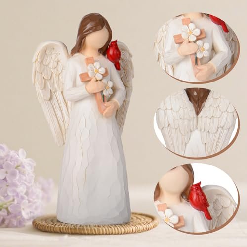 VOFSTAND Cardinal Sympathy Gifts for Loss of Loved One - 6.7” Angel Figurine Statue, Memorial Gifts for Loss of Women Mother Father, Bereavement Grief Remembrance Gift, Hand-Painted Figurine — view 3