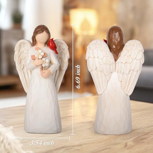 VOFSTAND Cardinal Sympathy Gifts for Loss of Loved One - 6.7” Angel Figurine Statue, Memorial Gifts for Loss of Women Mother Father, Bereavement Grief Remembrance Gift, Hand-Painted Figurine — view 5