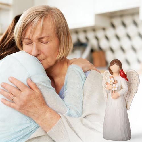 VOFSTAND Cardinal Sympathy Gifts for Loss of Loved One - 6.7” Angel Figurine Statue, Memorial Gifts for Loss of Women Mother Father, Bereavement Grief Remembrance Gift, Hand-Painted Figurine — view 6