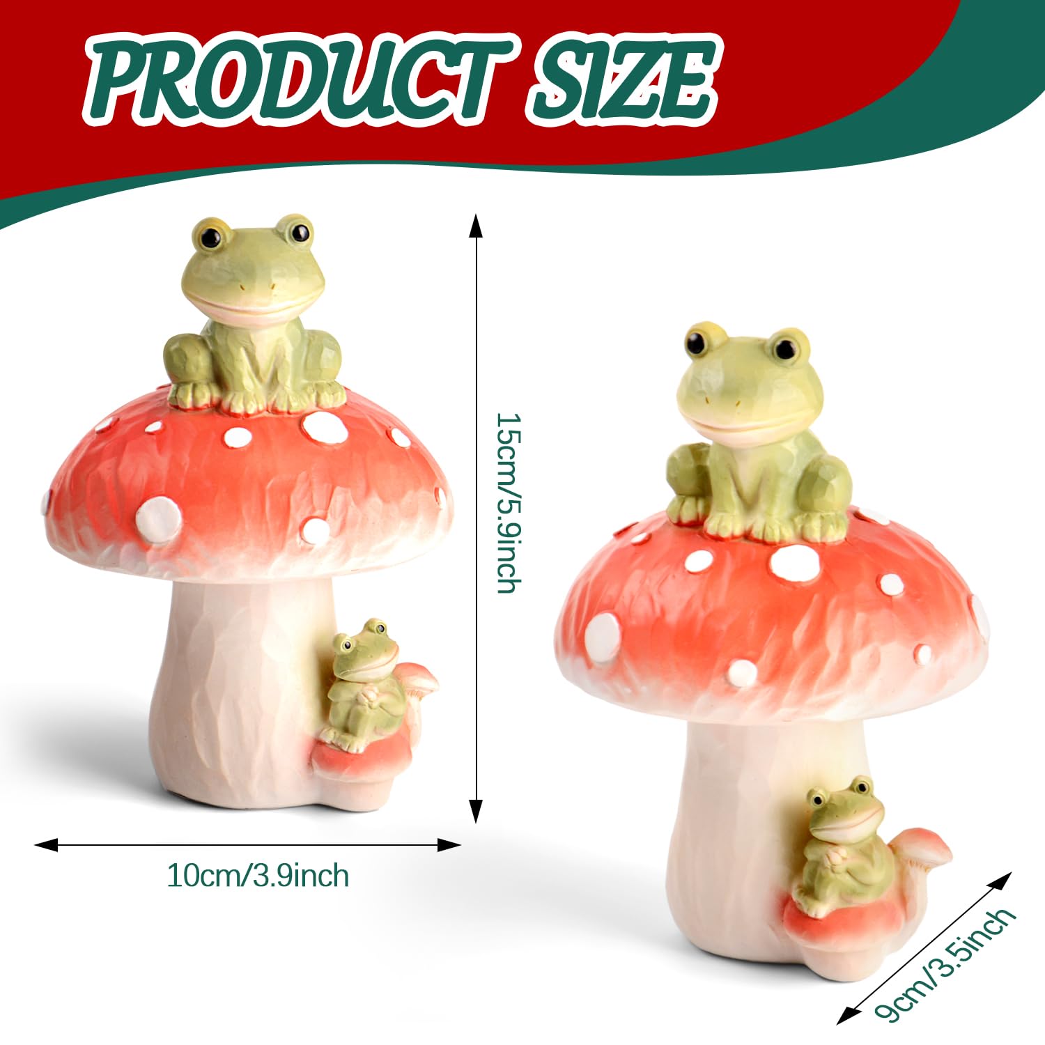 Frog and Mushroom Decor Figurine, Garden Statue, Home and Yard Ornament — view 3